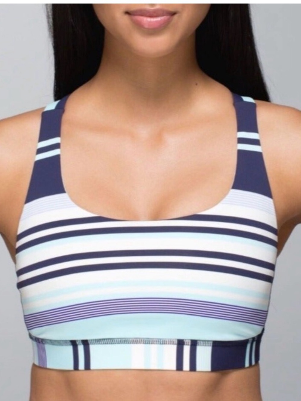 🍋🍋Lululemon Energy Bra Groovy Stripe Cadet Blue Aquamarine, guc, size 2